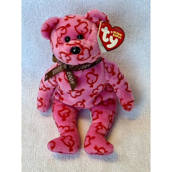 Ty Beanie Babies Hallmark Heartley Valentine's Day Bear Hearts Stuffed Plush - Picture 1 of 12